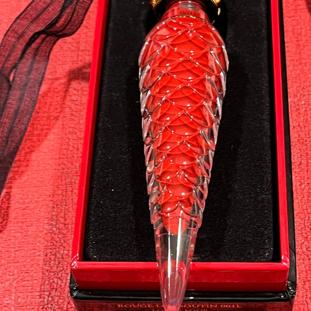 CHRISTIAN LOUBOUTIN AUTHENTIC ROUGE 001L RED LIP LACQUER & SILK CORD NECKLACE